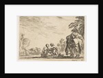 Plate 6: two women, one nursing a child, seated next to a dog and a horse carrying a pack…, 1642 by Stefano della Bella