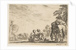 Plate 6: two women, one nursing a child, seated next to a dog and a horse carrying a pack…, 1642 by Stefano della Bella