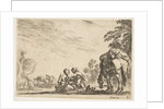 Plate 6: two women, one nursing a child, seated next to a dog and a horse carrying a pack…, 1642 by Stefano della Bella