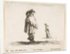 Plate 17: a man wearing a plumed hat in center facing right, a woman walking toward…, ca. 1644-47 by Stefano della Bella