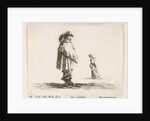 Plate 17: a man wearing a plumed hat in center facing right, a woman walking toward…, ca. 1644-47 by Stefano della Bella