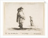 Plate 17: a man wearing a plumed hat in center facing right, a woman walking toward…, ca. 1644-47 by Stefano della Bella