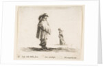 Plate 17: a man wearing a plumed hat in center facing right, a woman walking toward…, ca. 1644-47 by Stefano della Bella