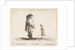 Plate 17: a man wearing a plumed hat in center facing right, a woman walking toward…, ca. 1644-47 by Stefano della Bella