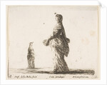 Plate 18: a noblewoman walking towards the left with a feathered fan, another woman…, ca. 1644-47 by Stefano della Bella