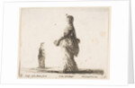 Plate 18: a noblewoman walking towards the left with a feathered fan, another woman…, ca. 1644-47 by Stefano della Bella