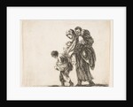 Plate 22: a beggar woman with three children, one child on her shoulders, one child…, ca. 1644-47 by Stefano della Bella