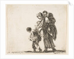 Plate 22: a beggar woman with three children, one child on her shoulders, one child…, ca. 1644-47 by Stefano della Bella
