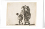 Plate 22: a beggar woman with three children, one child on her shoulders, one child…, ca. 1644-47 by Stefano della Bella