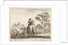 Plate 24: herdsman atop a horse, seen from behind, leads his cattle down a hill, a …, ca. 1644-47 by Stefano della Bella