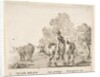 Plate 2: a peasant woman herds two cows across a stream, walking towards the left…, ca. 1644-47 by Stefano della Bella