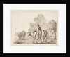 Plate 2: a peasant woman herds two cows across a stream, walking towards the left…, ca. 1644-47 by Stefano della Bella