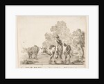 Plate 2: a peasant woman herds two cows across a stream, walking towards the left…, ca. 1644-47 by Stefano della Bella