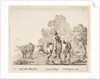 Plate 2: a peasant woman herds two cows across a stream, walking towards the left…, ca. 1644-47 by Stefano della Bella