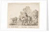 Plate 2: a peasant woman herds two cows across a stream, walking towards the left…, ca. 1644-47 by Stefano della Bella