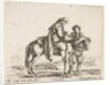 Plate 6: a peasant on horseback in profile facing the right, holding a basket and t…, ca. 1644-47 by Stefano della Bella