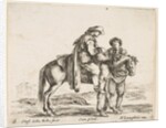 Plate 6: a peasant on horseback in profile facing the right, holding a basket and t…, ca. 1644-47 by Stefano della Bella