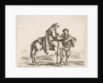 Plate 6: a peasant on horseback in profile facing the right, holding a basket and t…, ca. 1644-47 by Stefano della Bella