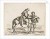 Plate 6: a peasant on horseback in profile facing the right, holding a basket and t…, ca. 1644-47 by Stefano della Bella