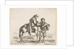 Plate 6: a peasant on horseback in profile facing the right, holding a basket and t…, ca. 1644-47 by Stefano della Bella