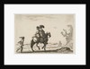 Plate 10: a horseman and a woman, seen from behind, riding towards the right with a young …, 1642 by Stefano della Bella