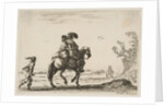 Plate 10: a horseman and a woman, seen from behind, riding towards the right with a young …, 1642 by Stefano della Bella