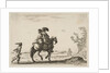 Plate 10: a horseman and a woman, seen from behind, riding towards the right with a young …, 1642 by Stefano della Bella