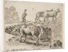 Plate 9: a cow ascending a bank, a peasant woman leading two cows across a bridge i…, ca. 1644-47 by Stefano della Bella