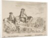 Plate 10: two horsemen descending a mountain at left, another horseman to right in …, ca. 1644-47 by Stefano della Bella