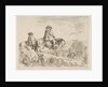 Plate 10: two horsemen descending a mountain at left, another horseman to right in …, ca. 1644-47 by Stefano della Bella
