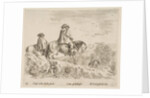 Plate 10: two horsemen descending a mountain at left, another horseman to right in …, ca. 1644-47 by Stefano della Bella
