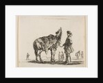 Plate 15: a Polish nobleman, facing away, holding his horse covered in leopard skin…, ca. 1644-47 by Stefano della Bella