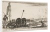 Plate 2: A cannon to the left, a town in the background, from 'Various Military Capric…, ca. 1641 by Stefano della Bella