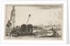 Plate 2: A cannon to the left, a town in the background, from 'Various Military Capric…, ca. 1641 by Stefano della Bella