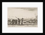 Plate 3: An officer giving orders to a solider in centre foreground, cannon at left, f…, ca. 1641 by Stefano della Bella