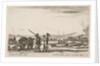 Plate 3: An officer giving orders to a solider in centre foreground, cannon at left, f…, ca. 1641 by Stefano della Bella