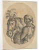 Black slave carries a leopard pelt and holds the bridle of a horse, from 'Several heads…, 1649-50 by Stefano della Bella