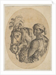 Black slave carries a leopard pelt and holds the bridle of a horse, from 'Several heads…, 1649-50 by Stefano della Bella