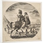 Moorish horseman in profile facing right, in the background a pyramid at left, many fi…, ca. 1651 by Stefano della Bella