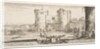 An entrance to a fortress in center, a woman with child seated by a fire to right, sol…, ca. 1641 by Stefano della Bella