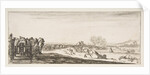 A procession of horse-drawn cannon carriages to left, horsemen in combat and a dead ho…, ca. 1641 by Stefano della Bella