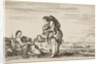 A woman seated to left holding a child, facing right in profile, conversing with a standin…, 1649 by Stefano della Bella (attributed to)