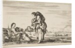 A woman seated to left holding a child, facing right in profile, conversing with a standin…, 1649 by Stefano della Bella (attributed to)