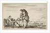 A woman seated to left holding a child, facing right in profile, conversing with a standin…, 1649 by Stefano della Bella (attributed to)