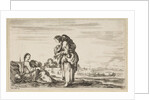 A woman seated to left holding a child, facing right in profile, conversing with a standin…, 1649 by Stefano della Bella (attributed to)