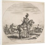 Polish horseman with a bow and arrow, seen from behind with his horse facing right, a …, ca. 1651 by Stefano della Bella