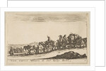 Plate 1: a horse drawn cart carrying people and goods, dead horse in the foreground, f…, ca. 1641 by Stefano della Bella