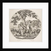 Satyr family walking towards the left with two goats and a basket of grapes, ca. 1657 by Stefano della Bella