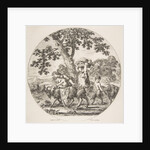 Satyr family walking towards the left with two goats and a basket of grapes, ca. 1657 by Stefano della Bella