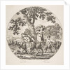Satyr family walking towards the left with two goats and a basket of grapes, ca. 1657 by Stefano della Bella